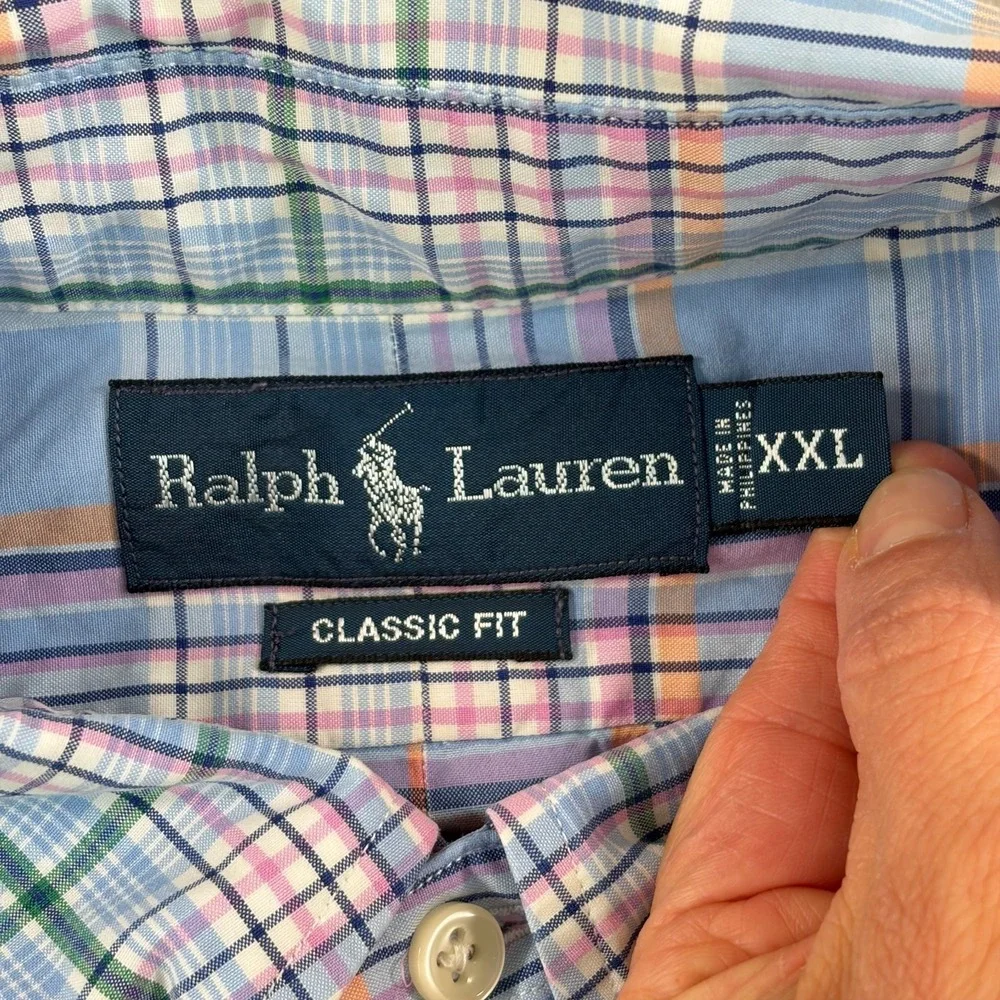 Polo Ralph Lauren Oxford Classic Fit Shirt Men 2XL Multi Plaid Pony‎ Preppy SS